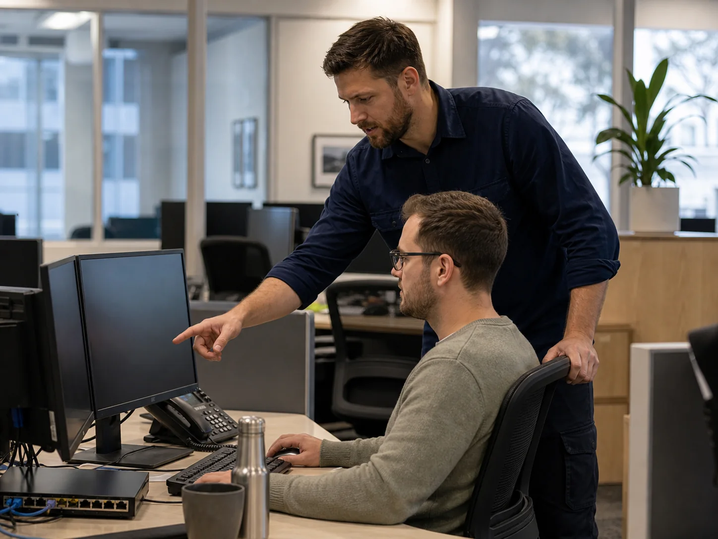 IT engineer reviewing business systems during an IT health check