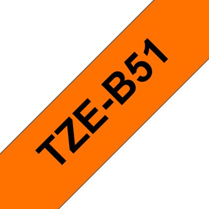 Brother TZe-B51 Laminated Label Tape – 24 mm, Black on fluorescent orange – Brother