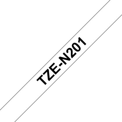 Brother TZe-N201 Non-Laminated Label Tape – 3.5 mm, Black On White