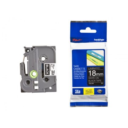 Brother TZe-345 Laminated Label Tape – 18 mm, White on black – Brother