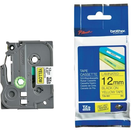 Brother TZe-631 Laminated Label Tape – 12 mm, Black on yellow – Brother