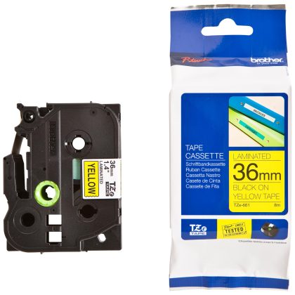 Brother TZe-661 Label Tape – 36 mm, Black on Yellow – Brother
