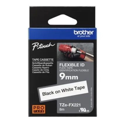 Brother TZe-FX221 Flexible Label Tape – 9 mm, Black on white – Brother