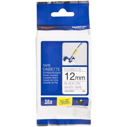Brother TZe-FX231 Flexible Label Tape – 12 mm, Black on white – Brother