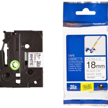 Brother TZe-FX241 Flexible Label Tape – 18 mm, Black on white – Brother