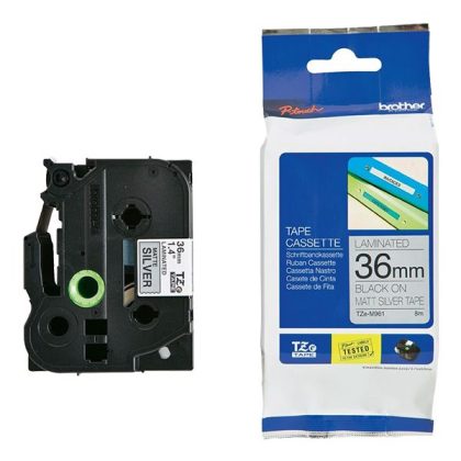 BROTHER TZE TAPE 36MM BLACK ON SILVER MATT – Brother