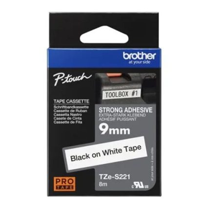 BROTHER TZE TAPE 9MM BLACK ON WHITE STRONG – Brother
