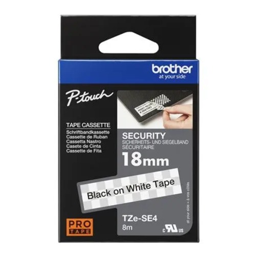 BROTHER TZE TAPE 18MM BLACK ON WHITE SECURITY – Brother