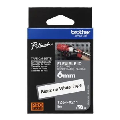 BROTHER TZE TAPE 6MM BLACK ON WHITE FLEXIBLE – Brother