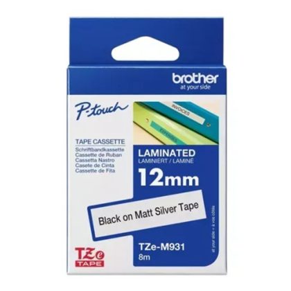 BROTHER TZE TAPE 12MM BLACK ON SILVER MATT – Brother