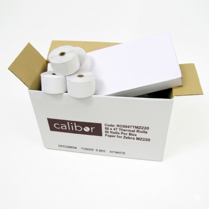 Calibor RO5047TMZ220 Thermal Paper Rolls, 50 x 47 mm, Box of 50 – Calibor
