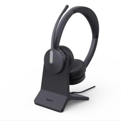 Yealink BH70 Bluetooth Wireless Dual Headset with Stand Teams USB-C/A, 3 mic noise cancellation Talk time up to 35h BT51 C Dongle with Type A Adapter – Yealink
