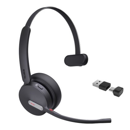 Yealink BH70 Bluetooth Wireless Mono Headset Microsoft Teams, 3 mic noise cancellation Talk time up to 35h BT51 C Dongle with Type A Adaper – Yealink