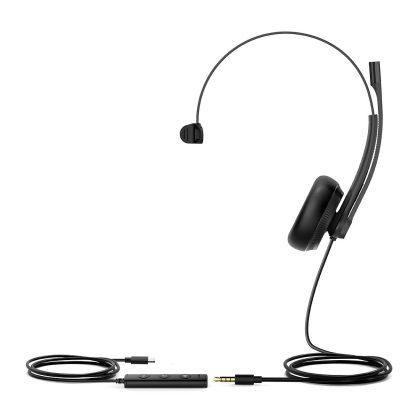 Yealink UH34 Special Edition Mono UC USB Headset, USB-C 3.5mm, Audio Clarity, Noise Cancelling Microphone, Leather Ear Cushions, YHC20 Controller – Yealink