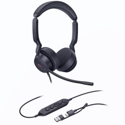 Yealink UH44 Dual UC USB-C/A Unified Communications USB Wired Headset Dual Noise-Canceling Microphones 35mmSpeaker Busylight Leather Ear Cushions – Yealink