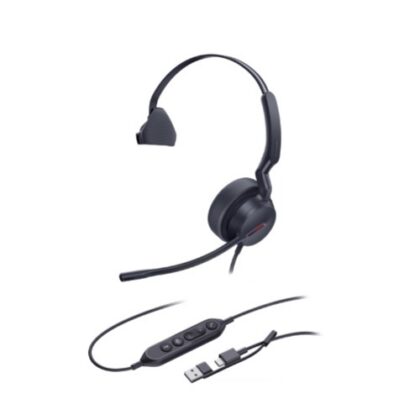Yealink UH44-M-C/A UH44 Mono USB Headset for Microsoft Teams, USB-C/A, Busylight – Yealink