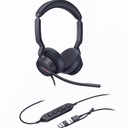 Yealink UH46 Dual UC USB-C/A Unified Communications USB Wired Headset 3-Noise-Canceling Microphones 35mm Speaker Busylight Leather Controller – Yealink