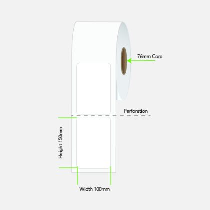 Calibor 100 x 150 mm Direct Thermal Paper Labels, Permanent Adhesive, 1000 per Roll, 76 mm Core – Calibor