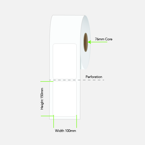 Calibor 100 x 150 mm Direct Thermal Paper Labels, Permanent Adhesive, 1000 per Roll, 76 mm Core โ Calibor
