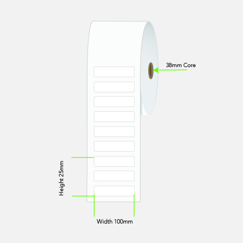 Calibor 100 x 25 mm Direct Thermal Paper Labels, Permanent Adhesive, 2000 per Roll, 38 mm Core โ Calibor