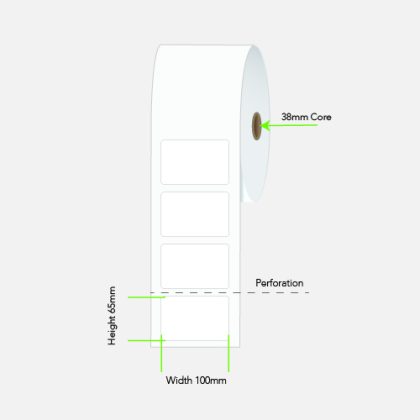 Calibor 100 x 65 mm Direct Thermal Paper Labels, Freezer Adhesive, 800 per Roll, 38 mm Core – Calibor