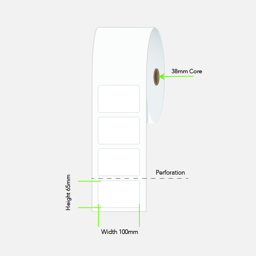 Calibor 100 x 65 mm Direct Thermal Paper Labels, Freezer Adhesive, 800 per Roll, 38 mm Core โ Calibor