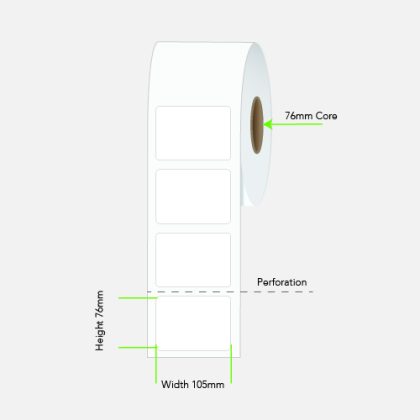 Calibor 105 x 76 mm Direct Thermal Paper Labels, Permanent Adhesive, 1500 per Roll, 76 mm Core – Calibor