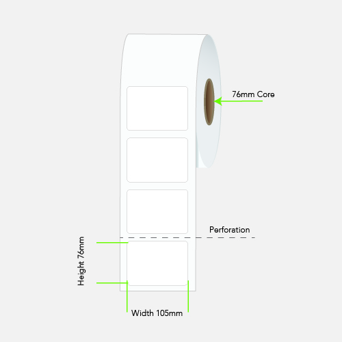 Calibor 105 x 76 mm Direct Thermal Paper Labels, Permanent Adhesive, 1500 per Roll, 76 mm Core โ Calibor