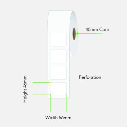 Calibor 56 x 46 mm Direct Thermal Paper Labels, Permanent Adhesive, 675 per Roll, 40 mm Core – Calibor