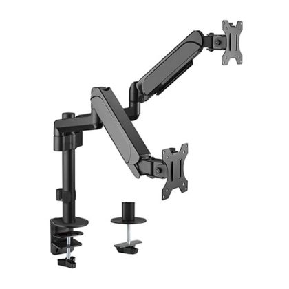 Brateck Dual Monitors Pole-Mounted Gas Spring Monitor Arm Fit Most 17'-32' Monitors Up to 9kg per screen VESA 75x75/100x100 – Brateck