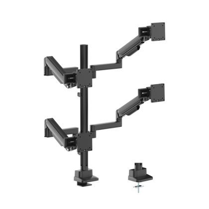 Brateck Modular Mechanical Spring Quad Monitor Arm with Sliders, from 17'-40', weight capacity (per flat screen) 11kg, 180° Rotation (LS) – Brateck