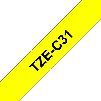Brother TZe-C31 Label Tape – 12 mm, Black On Fluorescent Yellow