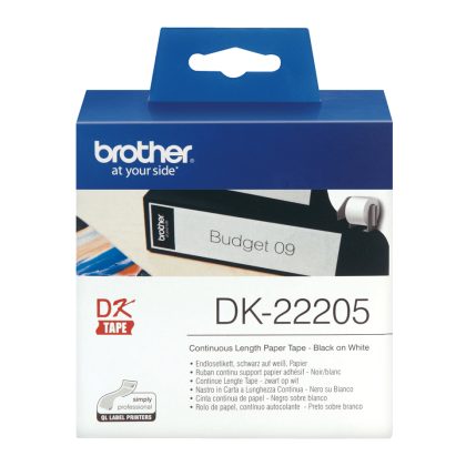 Brother DK-22205 Continuous Paper Roll – 62 mm × 30.48 m, Black on white – Brother