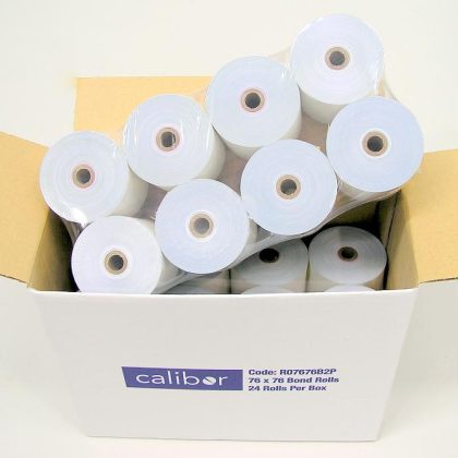Calibor 76 x 76 mm 2-Ply Bond Paper Rolls, Box of 24 – Calibor